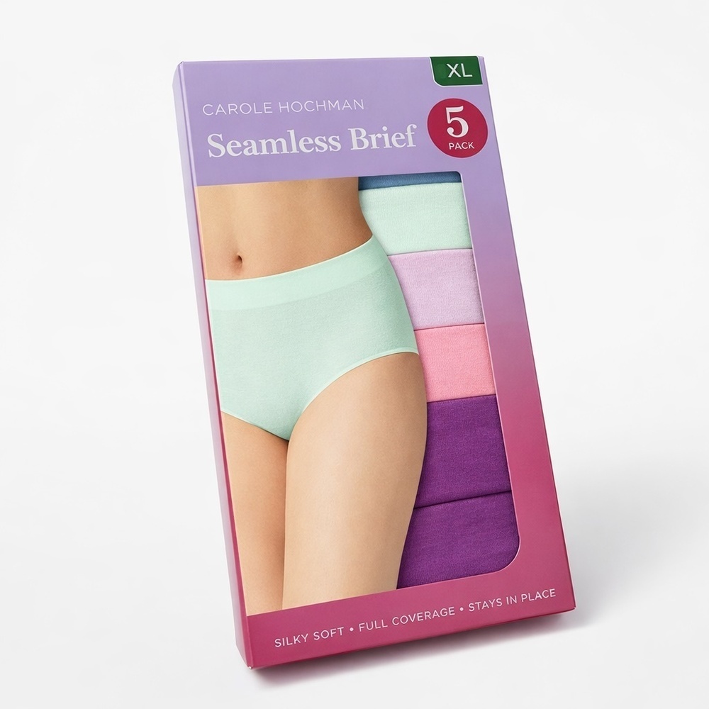 5 pack Carole Hochman Women's XL Seamless Brief Multicolor q0002